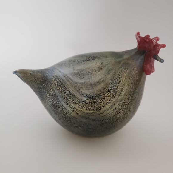 Rene Burri Mundgeblasen Blown Art Glass Chicken Figurines Lot Of 2 Charcoal - Picture 11 of 16